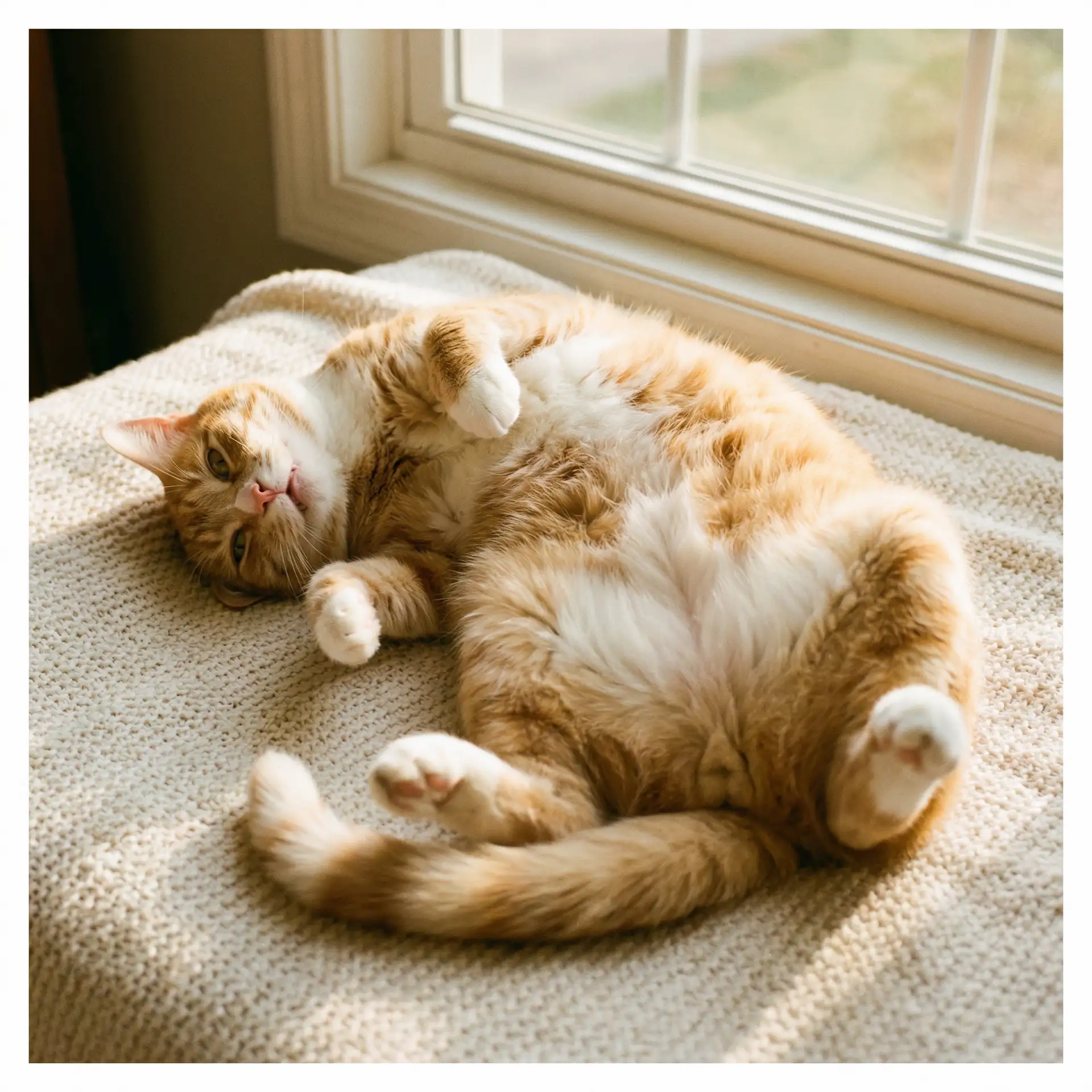 猫咪仰躺露出肚皮 - 艳门照